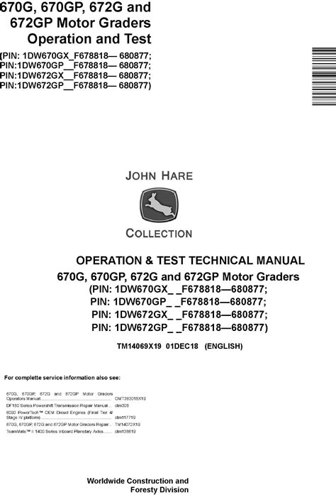 John deere 670g grader operators manual. - Examens et certificats de capitaine et de lieutenant.  (rev. 1981)..