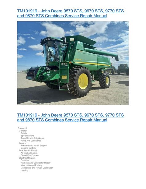 John deere 9870 sts service manual. - Guide to manual materials handling by a mital.
