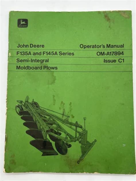 John deere f135a f145a semi integral moldboard plows oem operators manual. - The power of positive thinking a practical guide to mastering the problems of everyday living.