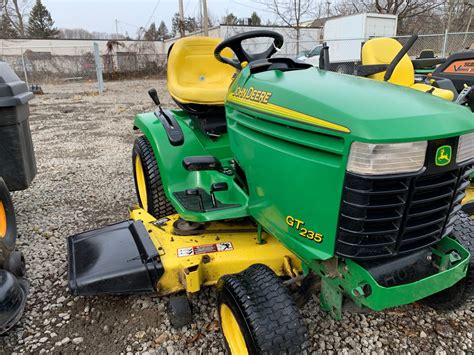 John deere gt235 engine. The John Deere GT235 is equipped with one of two engines: Briggs & Stratton 350777 V-twin gasoline engine (until 2003, serial number … 