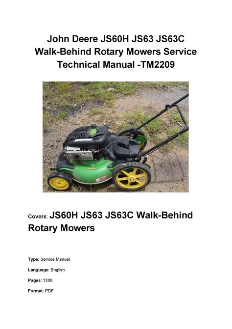 John deere js60h js63 js63c walk behind mowers oem operators manual. - High school proficiency exam study guide.