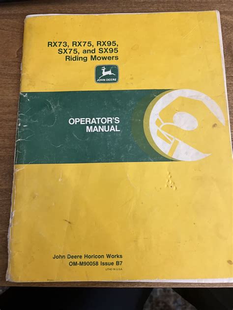 John deere rx73 rx75 rx95 sx75 sx95 riding mowers oem operators manual. - Briggs and stratton repair manual for 9d902.