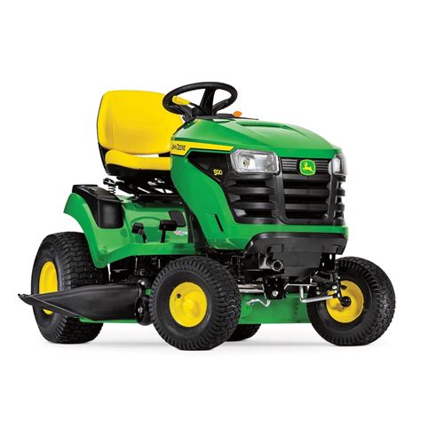 The John Deere S140 Lawn Tractor is the most affordable 48-inch deck model of the 100 Series line up. The 22-HP, V-Twin John Deere engine has plenty of power to handle tough mulching, mowing and bagging conditions (coverage up to two acres). The ride is comfortable. It features a hydrostatic transmission, side-by-side foot pedals, enhanced styling, adjustable controls, 15-in open back seat and ...