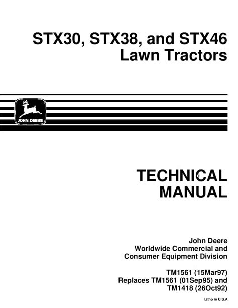 John deere stx30 stx38 stx46 lawn garden tractor technical manual. - Nhe master trainer exam study guide.
