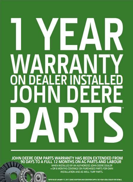 DC-1360 (Effective October 1, 2017) LIMITED WARRANTY FOR NEW JOHN DEERE TURF & UTILITY EQUIPMENT (U.S. ONLY) A. GENERAL PROVISIONS – The warranties described below are provided by Deere & Company (“John Deere”) to the original purchaser of new Turf & Utility Equipment (“Equipment”) from John Deere or authorized …. 