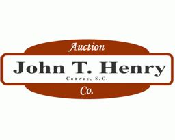 1st May - 11th May, 2023. CONWAY, SOUTH CAROLINA. USA : Online-Only Auction 4PM Consignment AuctionJohn T Henry Auction Co LLC2748 Cultra RoadConway, SC 29526This auction is an ONLINE ONLY Auction that starts going off Thursday, May 11th at 4PM.. Please read all terms and conditions prior to bidding. All items will be located at 2748 Cultra Rd. in...