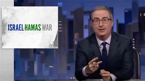 John oliver israel hamas war. Aban 1, 1402 AP ... Last week, Oliver explained why he didn't use his show to go in-depth about the ongoing Israel-Hamas war during the main body of the show. 