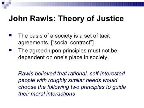 Apr 13, 2015 · John Rawls’ “Hypothetical” Contract. The Harvard philosopher John Rawls advanced a contractarian moral philosophy in his A Theory of Justice, the most influential philosophical ethics book of the past thirty years. Rawls’ contractarian approach differs radically from the approach of either Gauthier or Harman because it finds its ... 