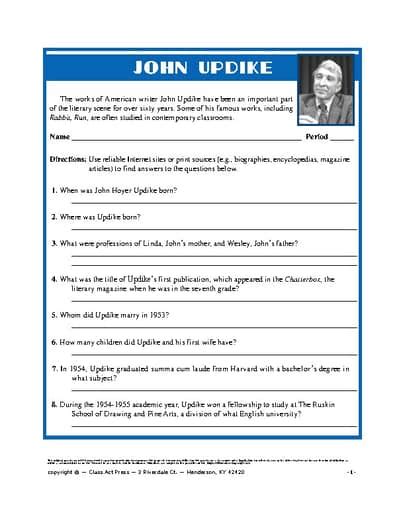 John updike biography summary form