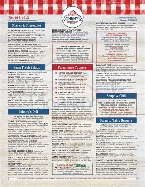 Johnny's farmhouse restaurant menu. Johnny's Italian Restaurant has been a favorite destination of Tampa Bay families for over 40 years, feeding four generations! Enjoy incredible culinary skills and hospitality in a casual ambiance. We take pride in serving the freshest Italian cuisine. Bring your friends and family along for authentic starters, mains, and desserts! Founded in 1980 by John (Johnny) Nadeau, Johnny operates the ... 