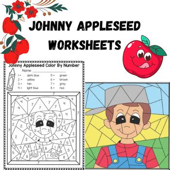 Johnny Appleseed Color by Number Coloring Pages Preschool Apple Theme
