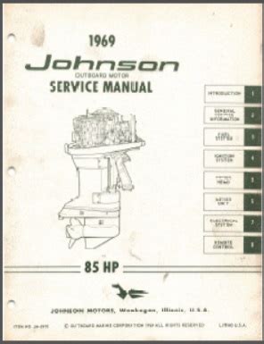 Johnson outboard 85hp v4 service manual. - Bob vilas guide to historic houses.