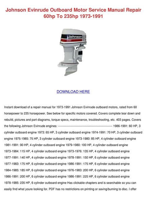 Johnson outboards 1977 owners operators manual 85 115 hp. - 2003 2008 porsche cayenne workshop reparaturanleitung download herunterladen.