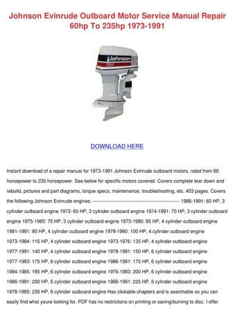 Johnsons evinrude outboard 60hp 3 cyl workshop repair manual download 1986 1991. - Elna sew mini sewing machine manual.