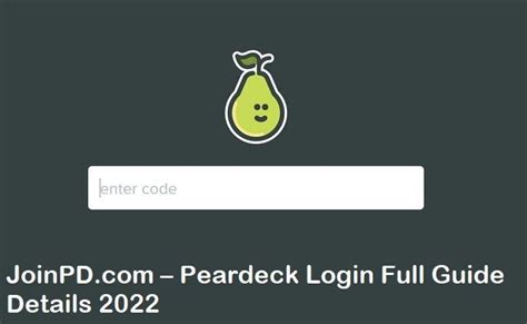JoinPD is an online platform that allows teachers and students to connect for online classes and attend live presentations. It is a feature of Pear Deck, a tool ...