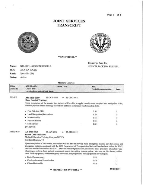 Joint Service Transcript