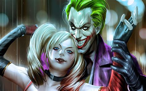 Joker and harley quinn. A collection of the top 40 Joker and Harley Quinn wallpapers and backgrounds available for download for free. We hope you enjoy our growing collection of HD images to use as a background or home screen for your smartphone or computer. Please contact us if you want to publish a Joker and Harley Quinn wallpaper on our site. 