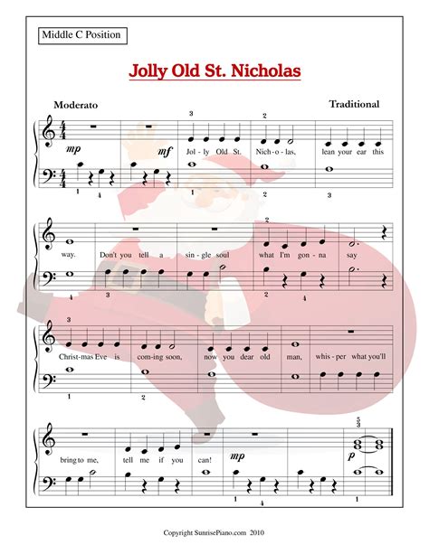 Jolly Old Saint Nicholas Sheet music for Piano (Solo) Easy