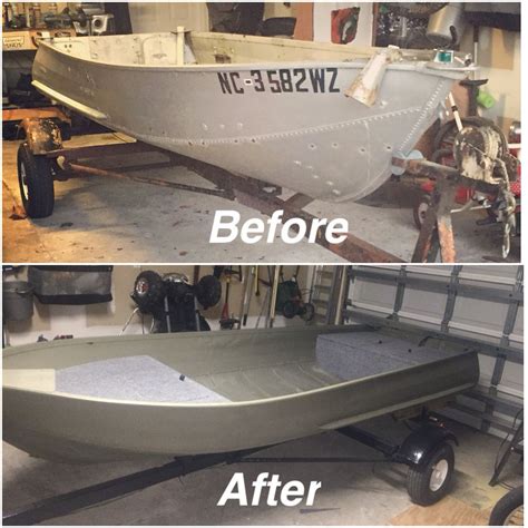 Jon boat paint ideas. Using rustoleum I used about 2.5 gal of paint, 1 gal primer, and six cans self ecthing primer (it's $10 a can but you have to use it) for the bare spots on a 16' sprayed on. So $140 in paint. If you roll it on figure another $75-100 in brushes, thinner, rags, sandpaper ect.. So you should be able to do it for around $250. 