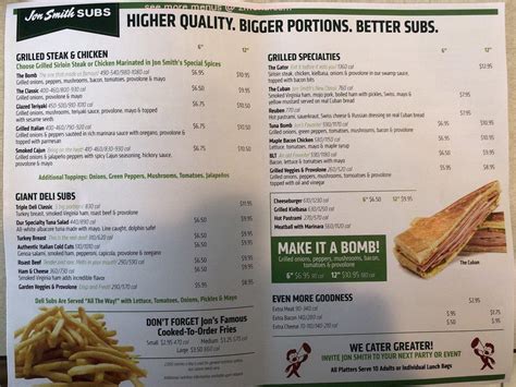 411 West 7th St. #100. Menu for Jon Smith Subs in Fort Worth, TX. Explore latest menu with photos and reviews.. 