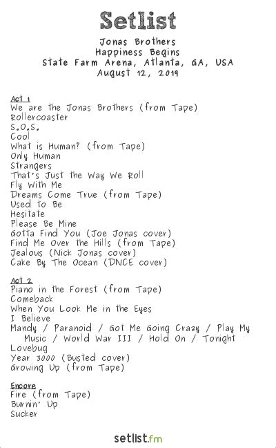 Get the Jonas Brothers Setlist of the concert at Mohegan Sun Grandstand, Syracuse, NY, USA on August 29, 2008 from the Burnin' Up Tour and other Jonas Brothers Setlists for free on setlist.fm!. 