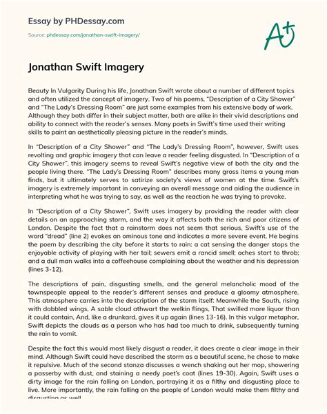 Jonathan Swift Imagery - Phdessay