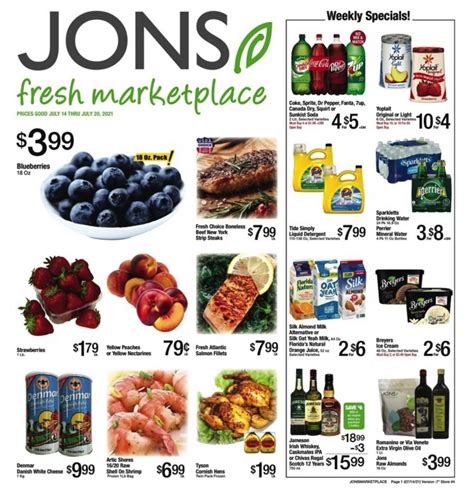 Jons weekly specials. Start saving today with JONS Fresh Marketplace weekly ads, valid from Wednesday to Tuesday. Sales and promo offer for produce, meat, bakery items, and other products are published in advance. Hurry up and do not miss out on up to 50% off or even more. Browse the complete Jons Market Weekly Ad for this week 