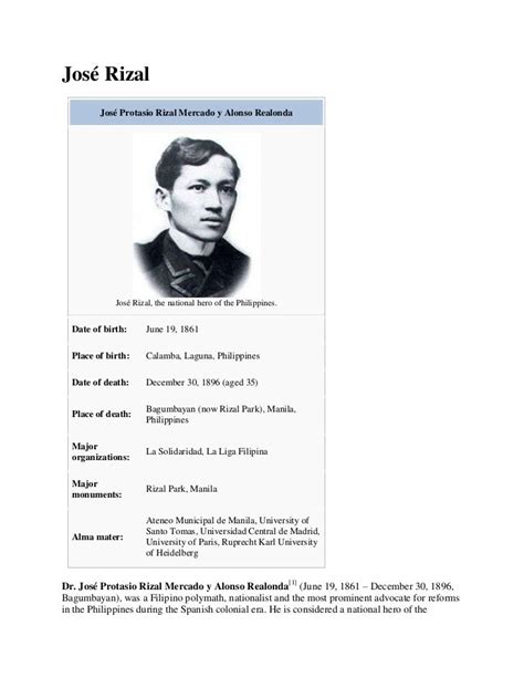 Jose rizal biography slideshare linkedin