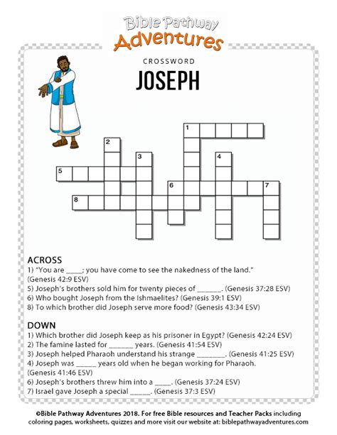 Joseph Crossword Puzzle Printable