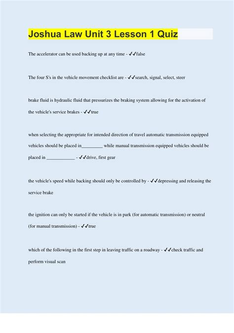 Joshua Law Unit 3 Lesson 1 quiz Flashcards Quizlet