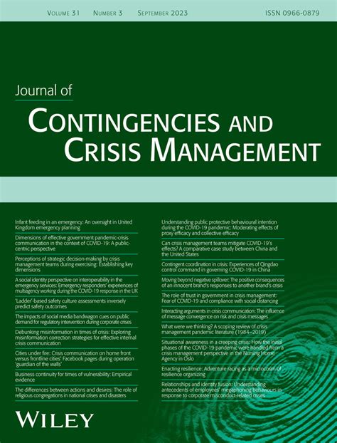 Journal Of Crisis And Contingency Managemen