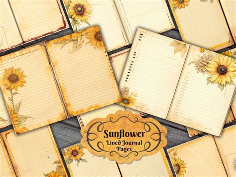 Download Journal Rustic Sunflower Blank Lined Notebook Decorated Interior By Not A Book