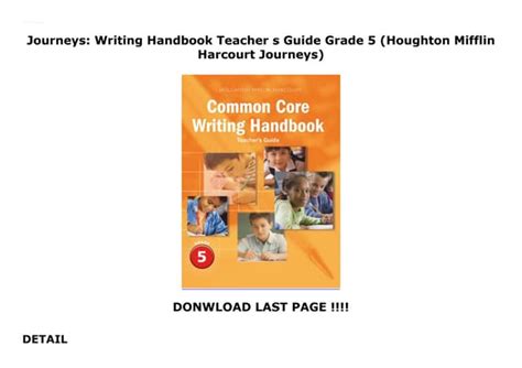 Journeys writing handbook teachers guide grade 5. - Manuale di fluidodinamica della soluzione turbomacchine.