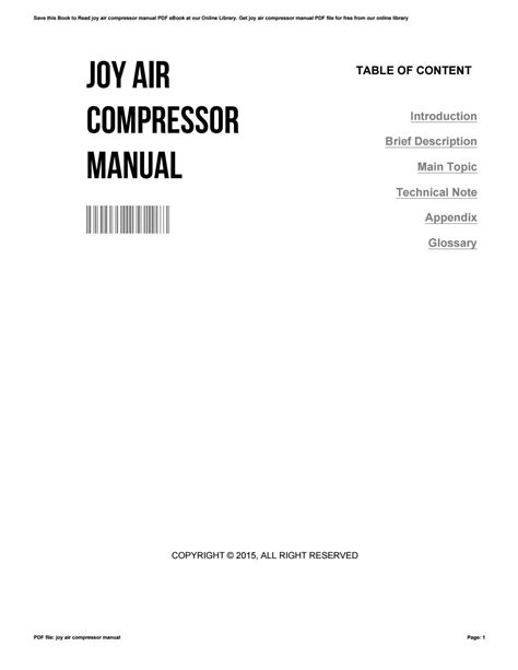 Joy compresor manual de servicio ta025tan2c. - The rock synthesizer manual by geary yelton.