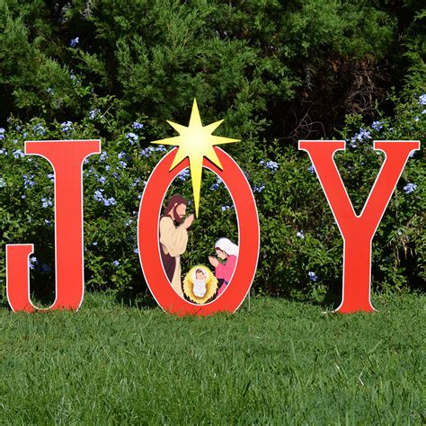 Material: this JOY Nativity yard signs are made of PP, which is sturdy enough to withstand wind and snow in winter. Dimension: J: 10in-width, 11.18in-height; O:11.6in-width; 11.18in-height; Y:11.5in-width, 11.18-height, suitable size for …