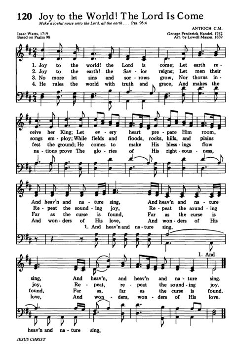 Joy to the world lds hymn. 1. Joy to the world! the Lord is come; Let earth receive her King; Let ev’ry heart prepare him room, And heav’n and nature sing, And heav’n and nature sing, And heav’n, and heav’n and nature sing.2. Joy to the earth! the Savior reigns; Let us our songs employ; While fields and floods, rocks, hills and plains. 