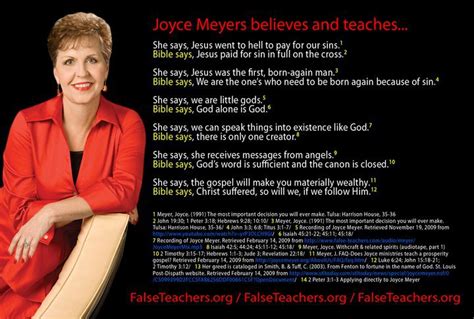 Joyce meyers confesses to preaching and teaching false doctrine