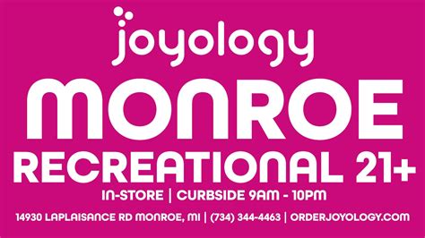 Joyology monroe mi. Joyology of Reading. $20.00. 1 g. Add to cart. 1 Go to Page 1 of 37 2 Go to Page 2 of 37 3 Go to Page 3 of 37 4 Go to Page 4 of 37... 37 Go to Page 37 of 37 Go to Page 2 of 37. A community connecting cannabis consumers, patients, retailers, doctors, and brands since 2008. About. Company Investors Careers Help center Download the app. Discover. … 