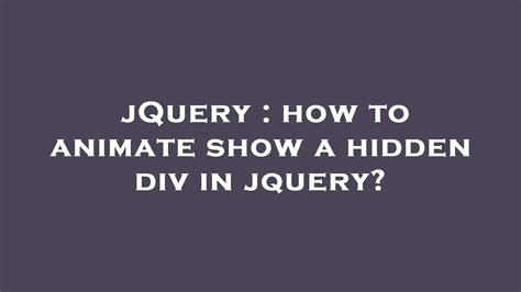 Jquery animate show div