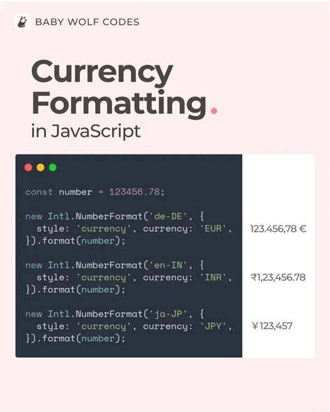 Js format currency.  The currency to use in currency formatting.  This ...