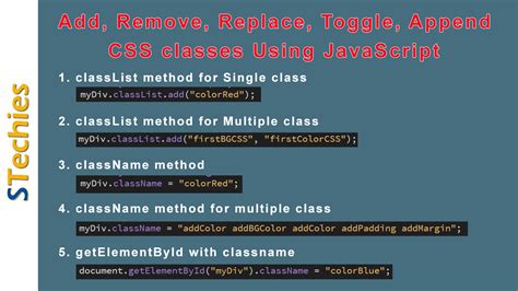 Js toggleclass.  Toggle between adding and removing a class name from a...