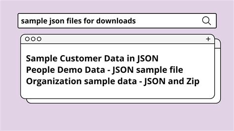 Json file free download.  Download JSON data and examples in different sizes and formats for t...
