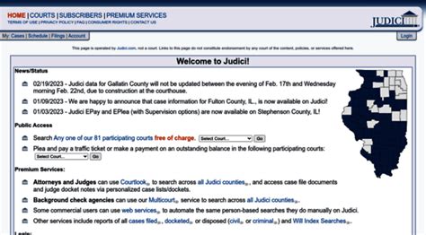 Judici.com. While Judici does offer web services which allow automated access to court data (see next FAQ), bulk bulk distribution of large quantities of data is not available. Many courts across the country have discarded this approach, because it results in people using old data which later gets changed in some important way. 