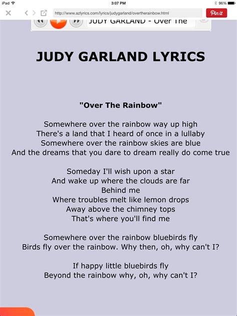 Judy garland over the rainbow lyrics. Things To Know About Judy garland over the rainbow lyrics. 