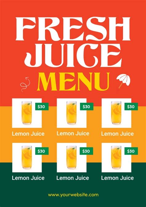 Juice Bar Menu Menu Template
