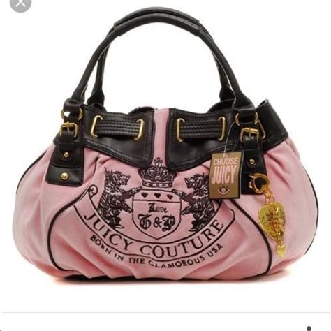 Juicy Couture Pink Shoulder Bag w/Dark Brown Leather Deta