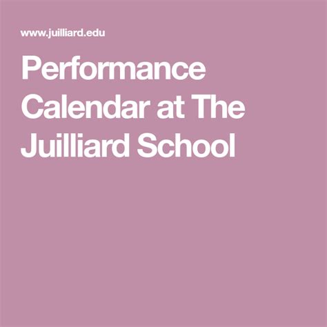Juilliard Concert Calendar