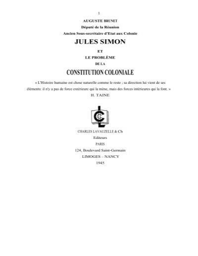 Jules simon et le problème de la constitution coloniale. - Solutions manual to accompany models for life by jeffrey t barton.