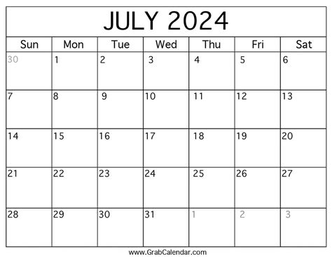 July 2024 Make A Calendar