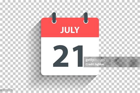 July 21. Calendar Icon with long shadow in a Flat Design style. Daily